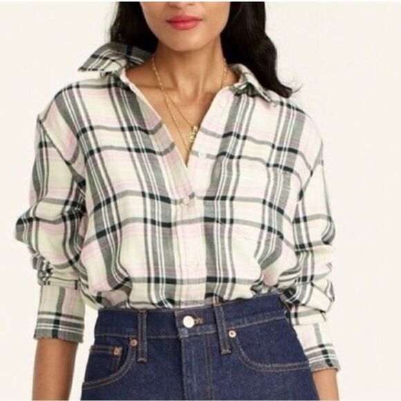 J. Crew NWT Tartan Flannel Shirt size 6 - Picture 1 of 7